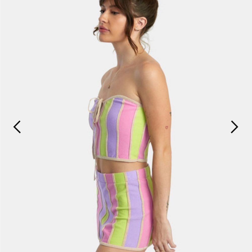RVCA Upswing crop strapless knit top|medium